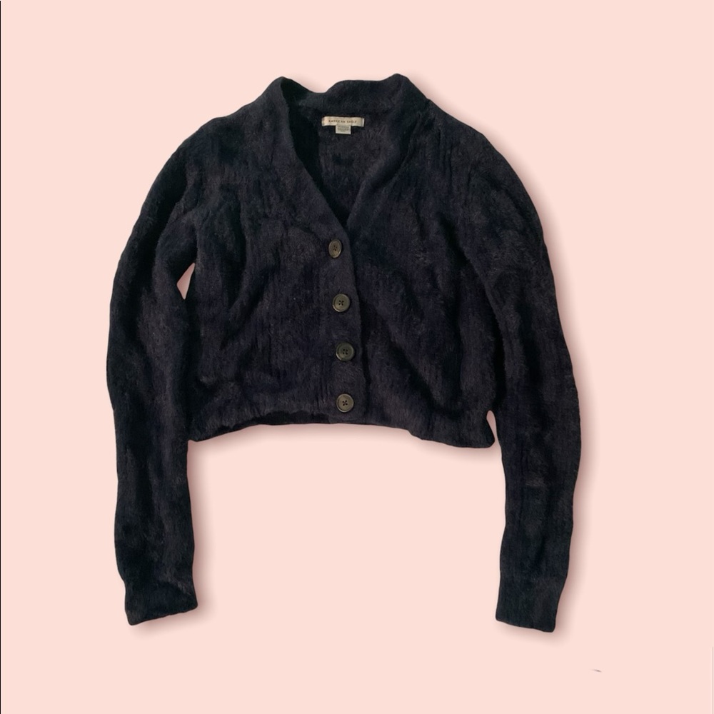 fuzzy cropped cardigan